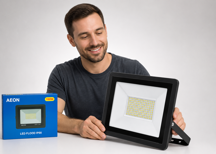 Прожектор AEON LED 100 Вт 9000 лм 6500 К SMD IP65 IP66 кут 120° вуличний алюмінієвий корпус 220 В - изображение 4