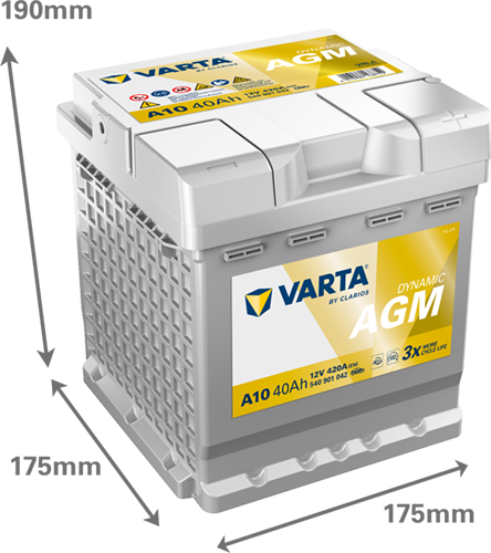 Аккумулятор Varta Silver Dynamic AGM 40 Ah 12 В 420 EN (-/+) 175 х 175 х 190 мм (540901042) - изображение 3