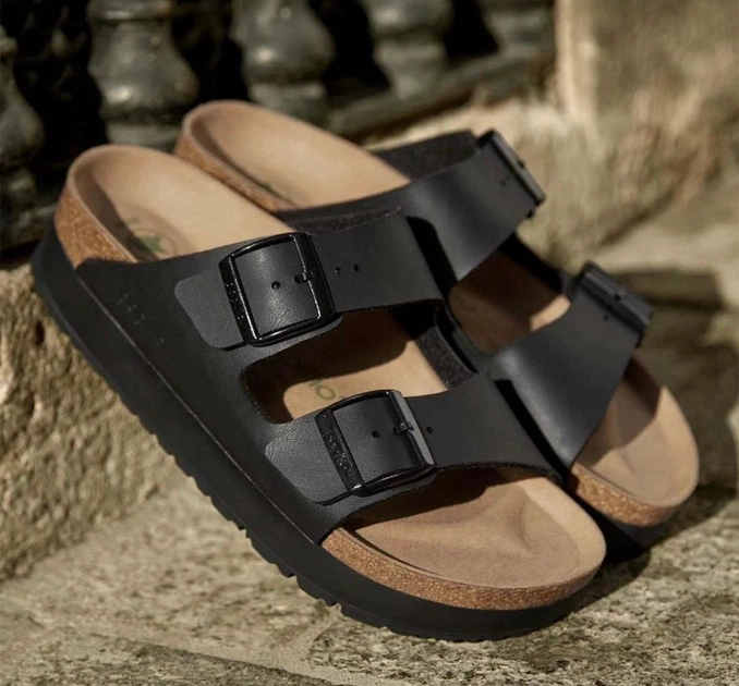 papillio テッサ　ブラック ナチュラルレザーサンダル 23.5-24.0 Жіночі шльопанці BIRKENSTOCK PAPILLIO ARIZONA GROOVED VEGAN