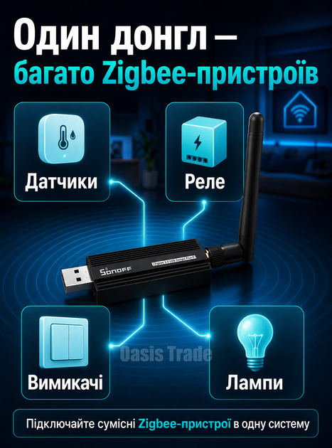 Zigbee 3.0 USB-координатор Sonoff ZBDongle-E EFR32MG21 для автоматизації дому - изображение 2