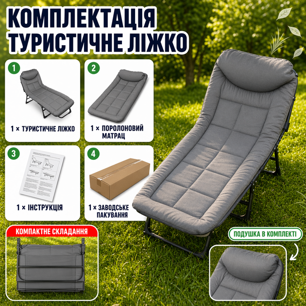Раскладная туристическая кровать Bass Polska BH31005, 200 × 64 × 30 см - изображение 2