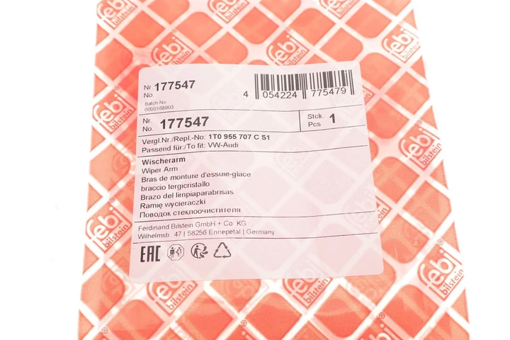 Щітка склоочисника FEBI 177547 Volkswagen Tiguan, Touran, Polo; Seat Ibiza, Exeo; Skoda Fabia 1T0955707A, 1T0955707AS1, 1T0955707C - изображение 6