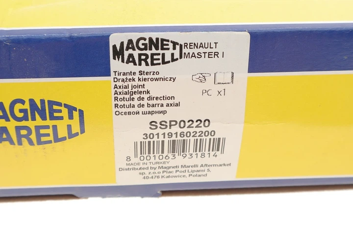 Поперечна рульова тяга (без наконечника) MAGNETI MARELLI 301191602200 Opel Movano; Renault Master 4501261, 4852100QAF, 7701470362 - изображение 5