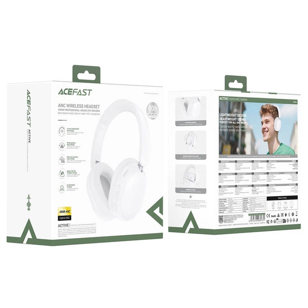 Bluetooth-гарнитура AceFast H12, Стерео, Белый - 703901 - изображение 5