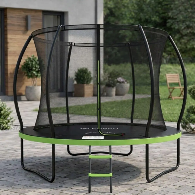 Батут садовий LEOBRO Premium Pro 10FT GREEN Батут спортивний 312 см з внутрішньою захисною сіткою для дому та вулиці дитячий - Фото 2 Батут садовий LEOBRO Premium Pro 10FT GREEN Батут спортивний 312 см з внутрішньою захисною сіткою для дому та вулиці дитячий - зображення 2