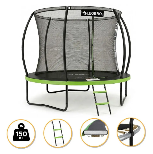 Батут садовий LEOBRO Premium Pro 10FT GREEN Батут спортивний 312 см з внутрішньою захисною сіткою для дому та вулиці дитячий - Фото 6 Батут садовий LEOBRO Premium Pro 10FT GREEN Батут спортивний 312 см з внутрішньою захисною сіткою для дому та вулиці дитячий - зображення 6