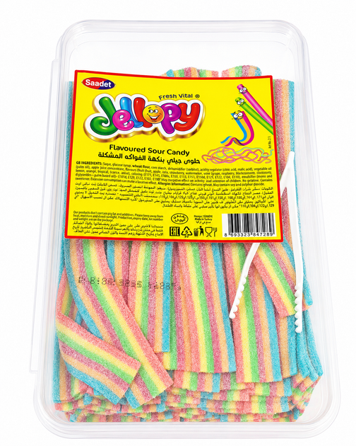 Жевательный мармелад Jellopy Фруктовые ленты 1,5 кг - мармеладные ленты в пластиковом контейнере - Фото 2 Жевательный мармелад Jellopy Фруктовые ленты 1,5 кг - мармеладные ленты в пластиковом контейнере - изображение 2