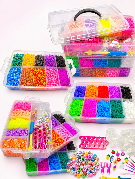 Набор для плетения браслетов Fashion Loom Bands 20000 резинок - 3-ярусный кейс 25 ячеек с аксессуарами (473598819) - Фото 1 Набор для плетения браслетов Fashion Loom Bands 20000 резинок - 3-ярусный кейс 25 ячеек с аксессуарами (473598819) - изображение 1