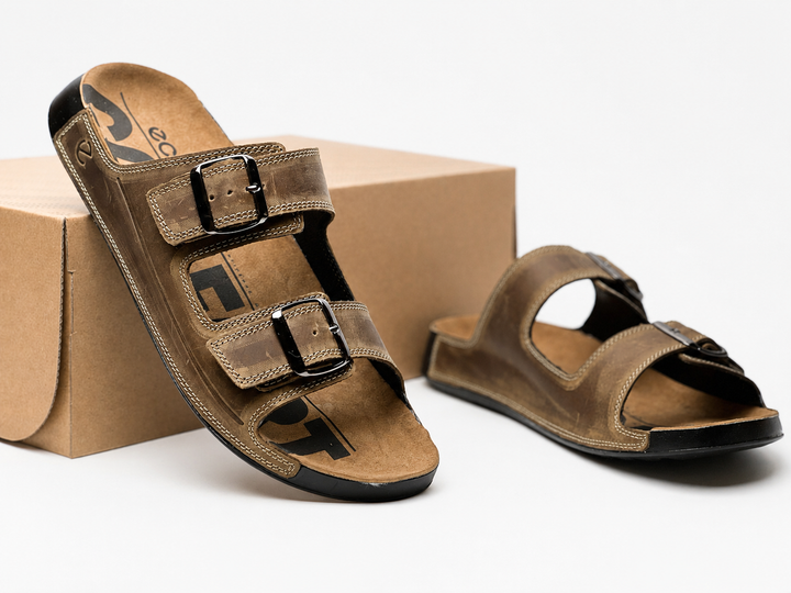 Шльопанці шкіряні чоловічі COZMO M Light Brown 43 - Фото 3 Шльопанці шкіряні чоловічі COZMO M Light Brown 43 - зображення 3