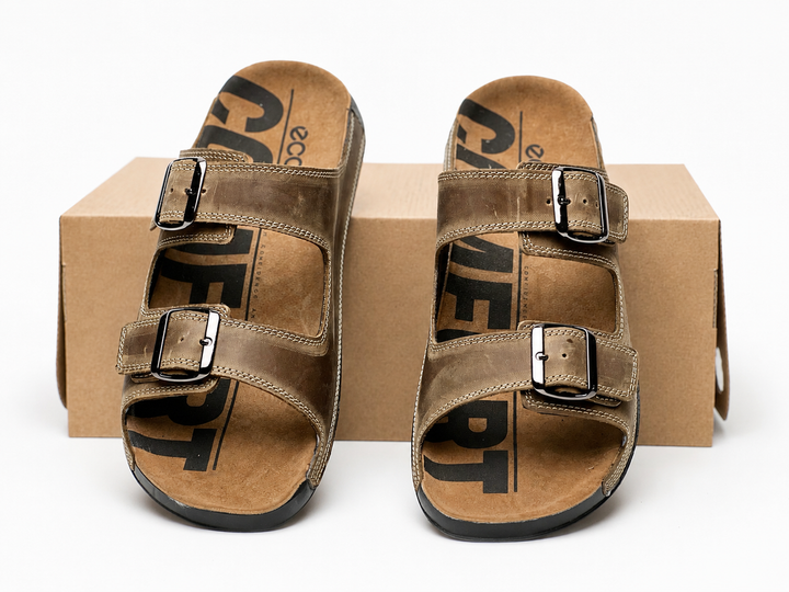 Шльопанці шкіряні чоловічі COZMO M Light Brown 43 - Фото 4 Шльопанці шкіряні чоловічі COZMO M Light Brown 43 - зображення 4