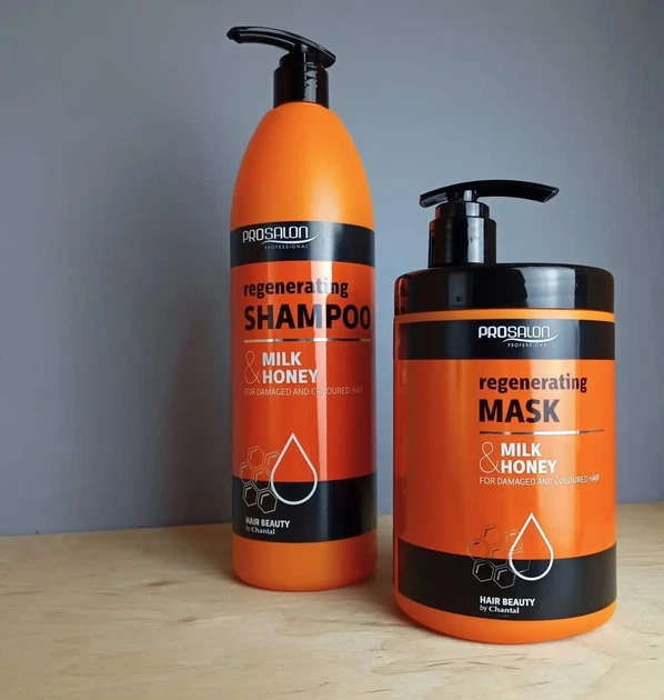Професійний набір Prosalon Milk & Honey: Регенеруючий шампунь та маска для пошкодженого волосся (1000 мл + 1000 мл) - Фото 1 Професійний набір Prosalon Milk & Honey: Регенеруючий шампунь та маска для пошкодженого волосся (1000 мл + 1000 мл) - зображення 1