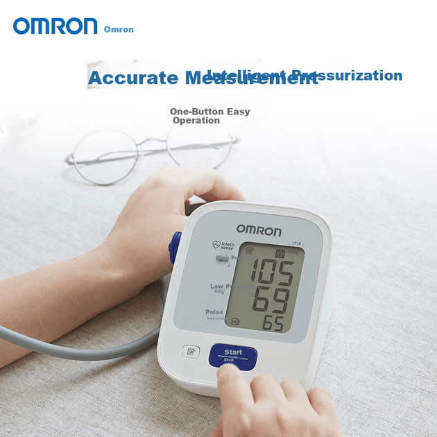 Электронный тонометр OMRON J710 для измерения артериального давления на плече, импортный, оригинальный, с батарейкой. - изображение 3