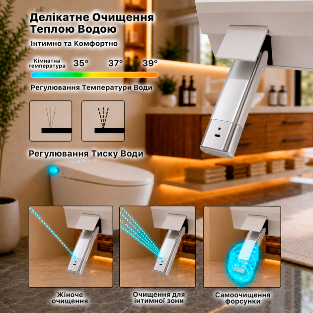 Смарт унитаз биде с сушкой и пультом умные унитазы Smart с LED подсветкой подвесной унитаз с подогревом сиденья Asans 8620 - изображение 7
