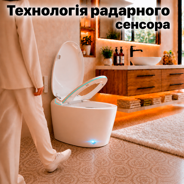 Смарт унитаз с LED подсветкой умные унитазы с сушкой и пультом Smart напольный унитаз биде с подогревом сиденья Asans 8617 - изображение 4