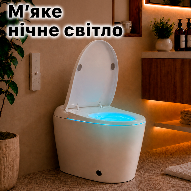 Смарт унитаз с LED подсветкой умные унитазы с сушкой и пультом Smart напольный унитаз биде с подогревом сиденья Asans 8617 - изображение 7
