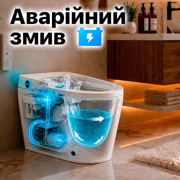 Смарт унитаз с подогревом сиденья умные унитазы Smart с LED подсветкой напольный унитаз биде с сушкой и пультом Asans 8615 - изображение 10