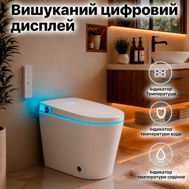 Смарт унитаз с подогревом сиденья умные унитазы Smart с LED подсветкой напольный унитаз биде с сушкой и пультом Asans 8615 - изображение 12
