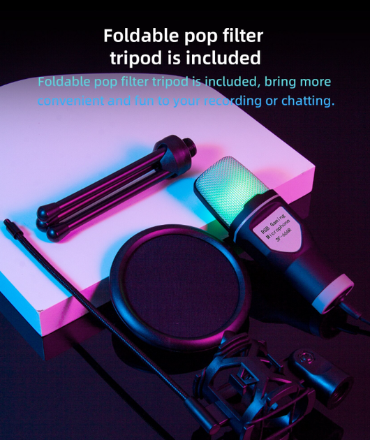 YANMAI USB-микрофон с RGB-подсветкой SF666R Конденсаторный микрофон антивибрационным креплением - Фото 5 YANMAI USB-микрофон с RGB-подсветкой SF666R Конденсаторный микрофон антивибрационным креплением - изображение 5