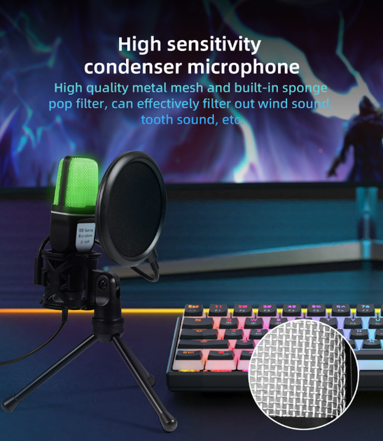 YANMAI USB-микрофон с RGB-подсветкой SF666R Конденсаторный микрофон антивибрационным креплением - Фото 7 YANMAI USB-микрофон с RGB-подсветкой SF666R Конденсаторный микрофон антивибрационным креплением - изображение 7