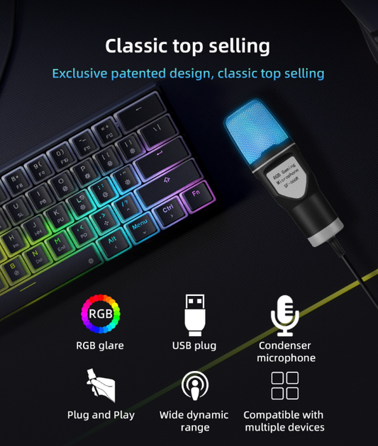 YANMAI USB-микрофон с RGB-подсветкой SF666R Конденсаторный микрофон антивибрационным креплением - Фото 9 YANMAI USB-микрофон с RGB-подсветкой SF666R Конденсаторный микрофон антивибрационным креплением - изображение 9