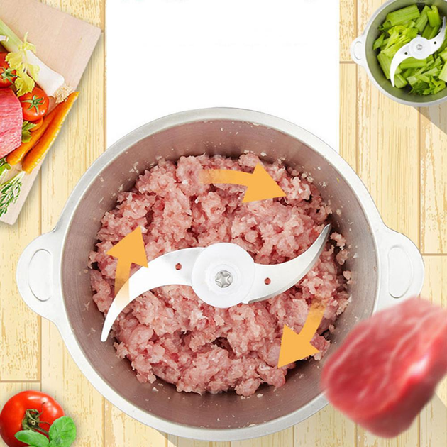 Измельчитель молния электрический с двойным лезвием UKC Food Kit Grinder 1.8 л 300Вт Нержавеющая сталь - изображение 6