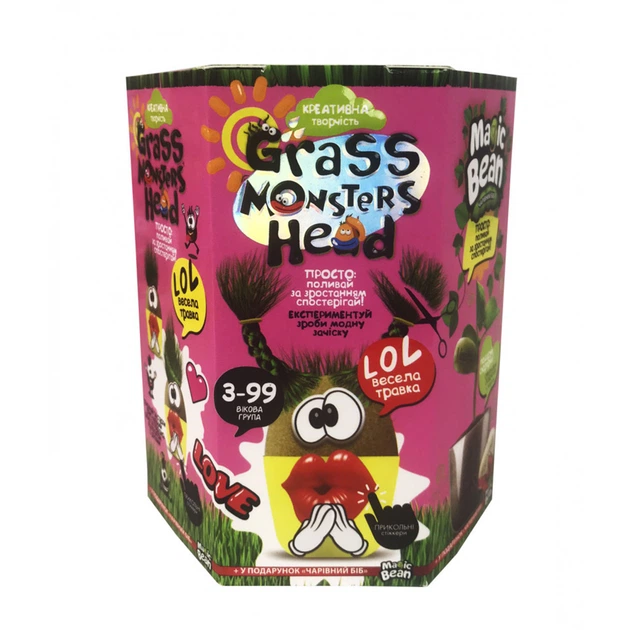 Набір креативної творчості Grass Monsters Head (українською), Danko Toys - Фото 2 Набір креативної творчості Grass Monsters Head (українською), Danko Toys - зображення 2