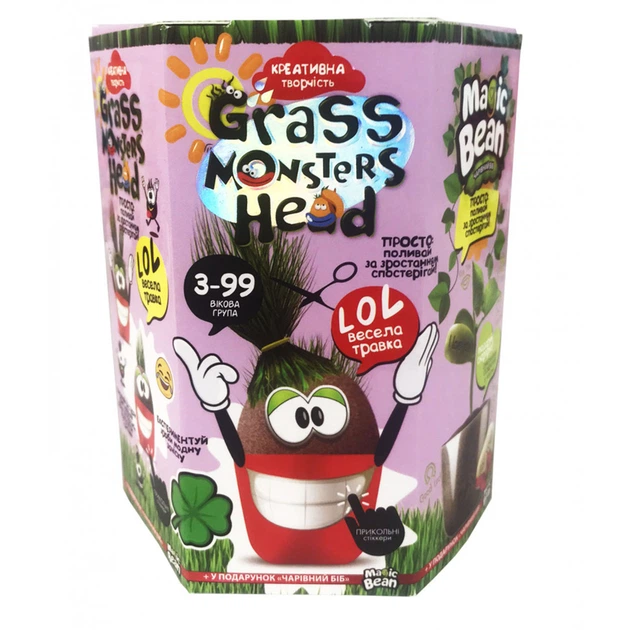 Набір креативної творчості Grass Monsters Head (українською), Danko Toys - Фото 3 Набір креативної творчості Grass Monsters Head (українською), Danko Toys - зображення 3