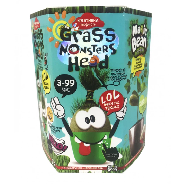 Набір креативної творчості Grass Monsters Head (українською), Danko Toys - Фото 6 Набір креативної творчості Grass Monsters Head (українською), Danko Toys - зображення 6