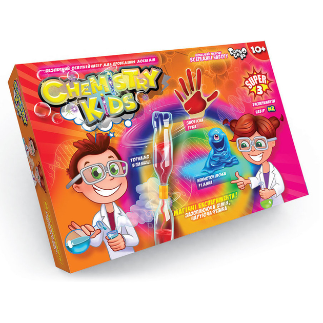 Набір для дослідів Chemistry Kids, економ (українською/російською), Danko Toys - Фото 2 Набір для дослідів Chemistry Kids, економ (українською/російською), Danko Toys - зображення 2