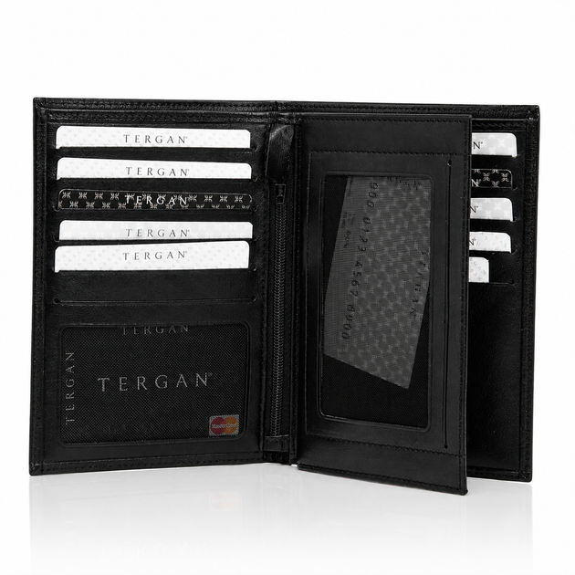 Гаманець шкіряний TERGAN 1219 Black Rustic — Для паспорта та авто документів, Чорний - зображення 10