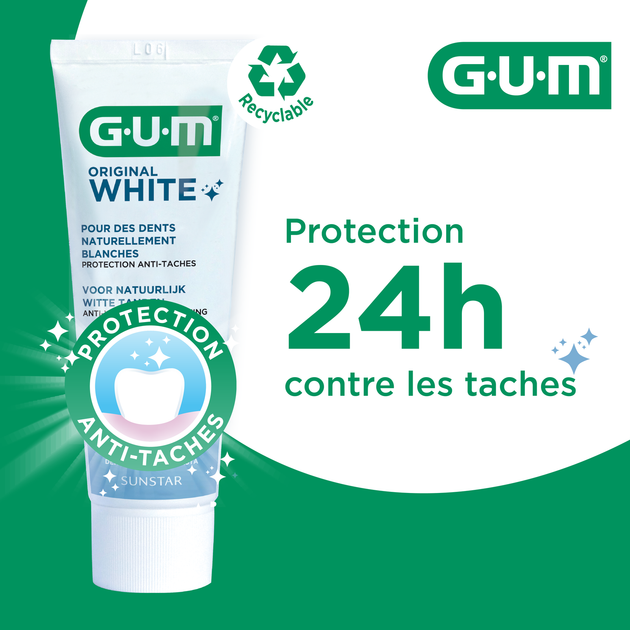 Зубная паста гель GUM Original White отбеливающая без коробки 75мл - изображение 3