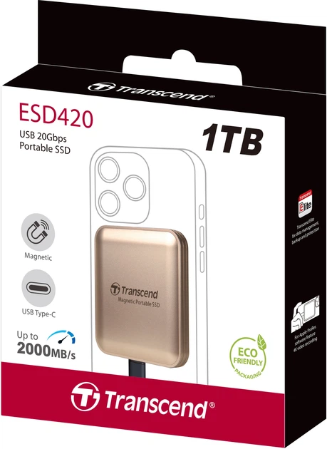 Накопичувач SSD Transcend ESD420 1TB USB Type-C 3D NAND TLC Champagne Gold (TS1TESD420G) 321464 - изображение 14