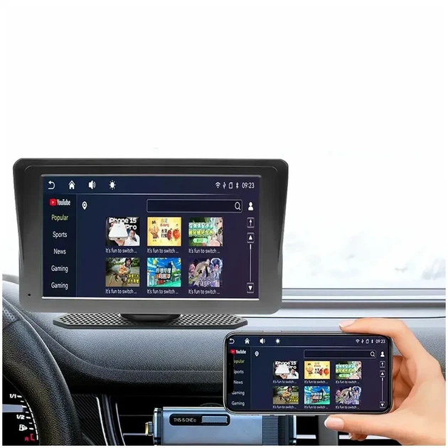 Бездротова мультимедійна система 7 дюймів IPS екран CarPlay 701W для авто з адаптером живлення та AUX кабелем - зображення 3