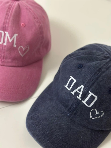 Комплект кепок бейсболка парная Папа Мама Love (Dad Mom) 56-60р Синий+розовый (9090) - изображение 3