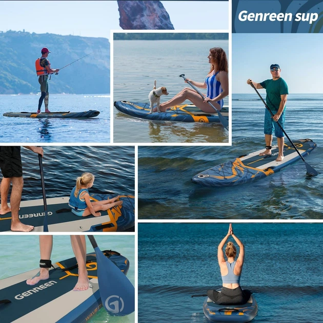 Надувная SUP доска для плавания GENREEN 335 см Синяя (SUP5021911) - Фото 4 Надувная SUP доска для плавания GENREEN 335 см Синяя (SUP5021911) - изображение 4