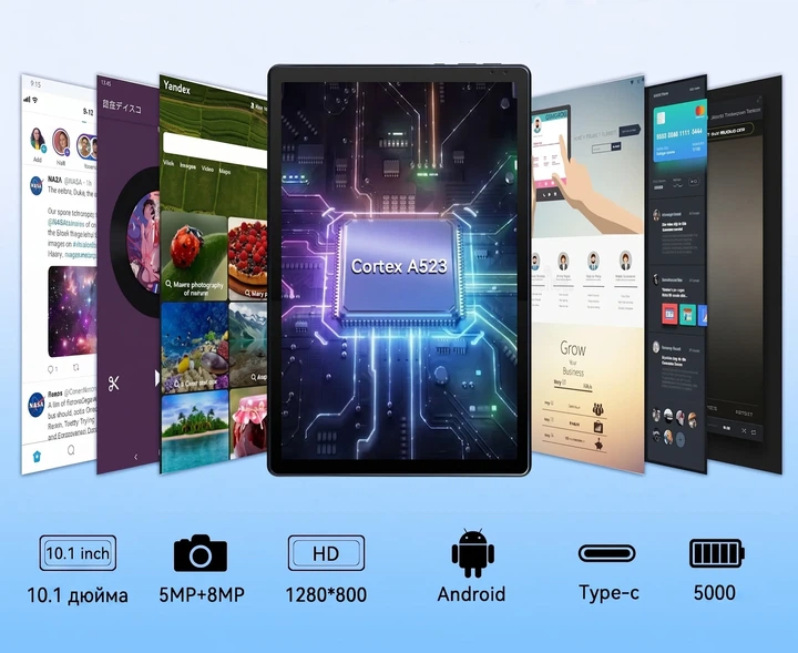 Планшет 10.1" MUISOO C109 4+20/128GB Wi-Fi 6 8 ядер Android 15 Черный - Фото 2 Планшет 10.1" MUISOO C109 4+20/128GB Wi-Fi 6 8 ядер Android 15 Черный - изображение 2
