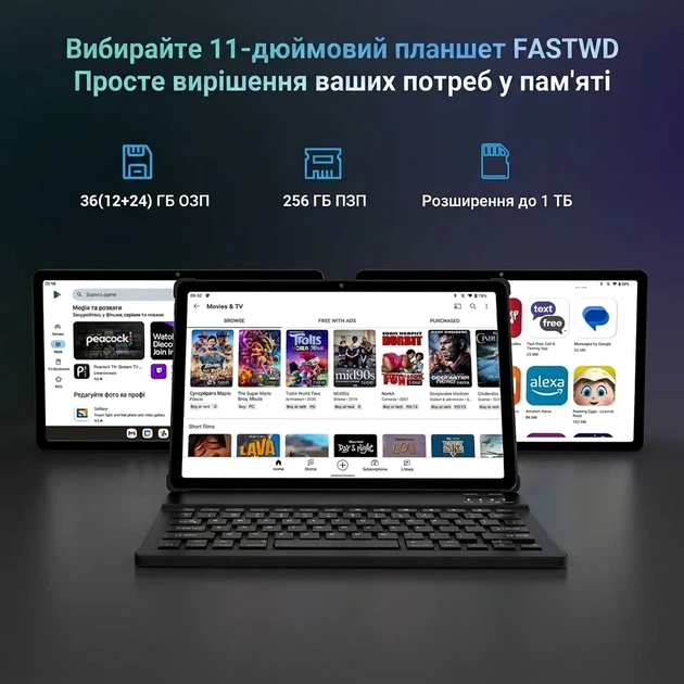 Планшет 11" Full HD FASTWD T181 12+24/256Gb 4G 2-SIM 8 ядер Android 14 9580 mAh Grey (102023449) - Б/У - изображение 5