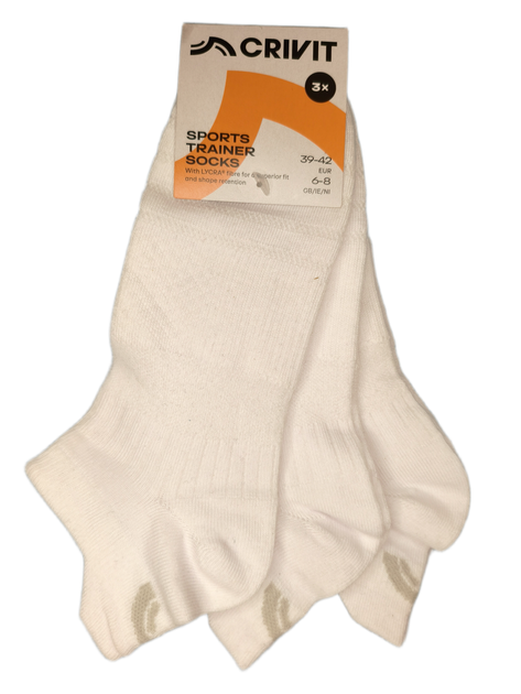 Спортивные короткие носки Sports Trainer Socks Crivit 39-42р белые 3 пары - изображение 3