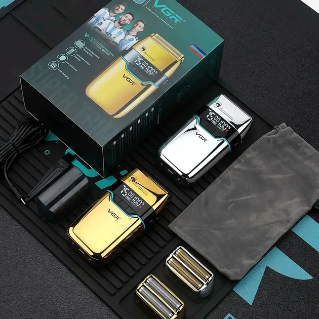 Электробритва V-350 5 Вт 7500 об/мин USB серебристая с двумя насадками для бритья бороды и головы - изображение 10