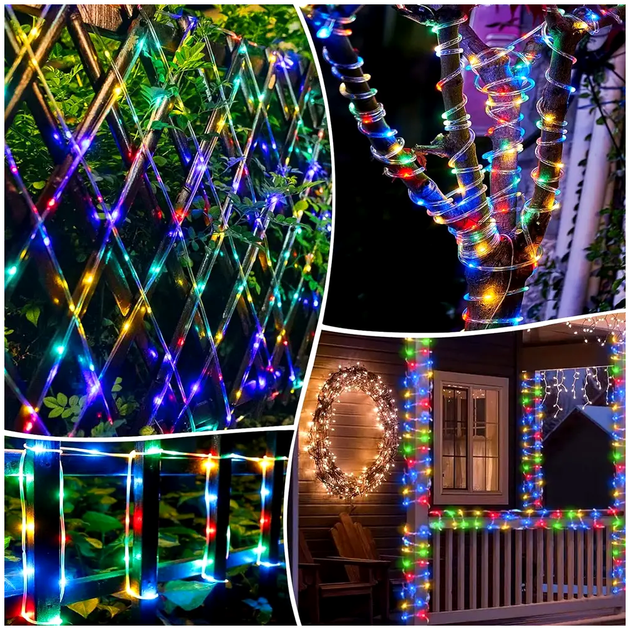 Уличная гирлянда 10м 100LED 8 режимов свечения для сада террасы разноцветный - изображение 2