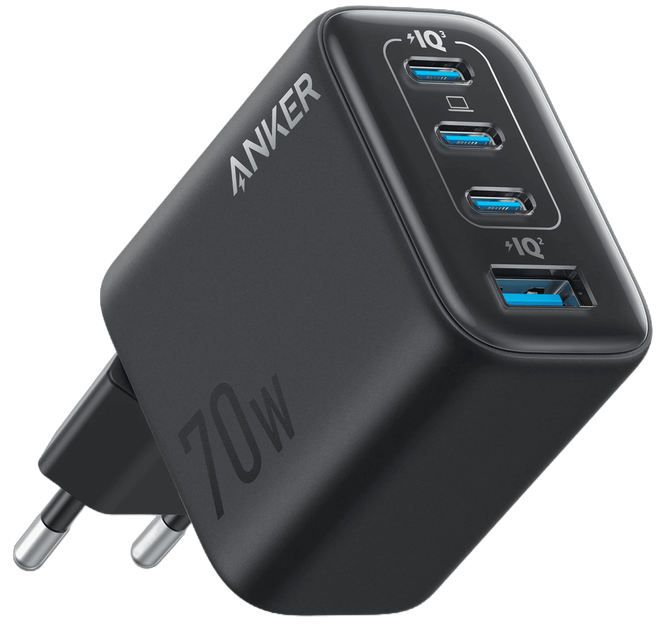 Сетевое зарядное устройство Anker Charger - 70W, 3xUSB-C PD 3.0 & 1xUSB-A Black (A121CG11) - Фото 1 Сетевое зарядное устройство Anker Charger - 70W, 3xUSB-C PD 3.0 & 1xUSB-A Black (A121CG11) - изображение 1
