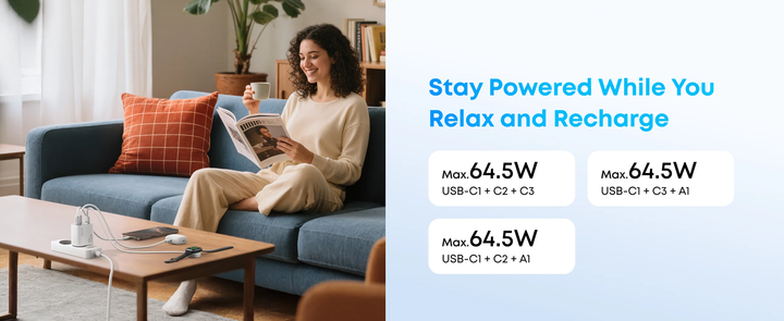 Сетевое зарядное устройство Anker Charger - 70W, 3xUSB-C PD 3.0 & 1xUSB-A Black (A121CG11) - Фото 10 Сетевое зарядное устройство Anker Charger - 70W, 3xUSB-C PD 3.0 & 1xUSB-A Black (A121CG11) - изображение 10