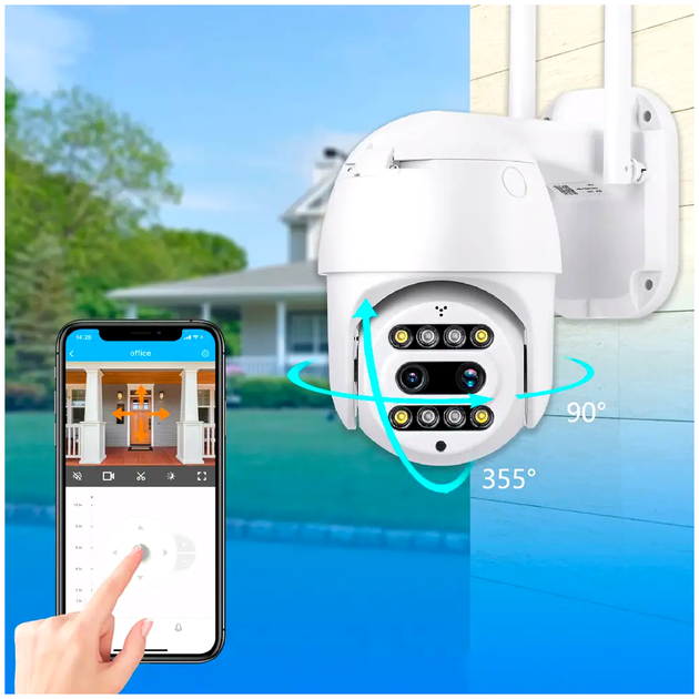 Камера видеонаблюдения уличная HD1080P 2 МП с WiFi поворотная ИК подсветка 30 м TZ Outdoor Camera CF26 - Фото 2 Камера видеонаблюдения уличная HD1080P 2 МП с WiFi поворотная ИК подсветка 30 м TZ Outdoor Camera CF26 - изображение 2