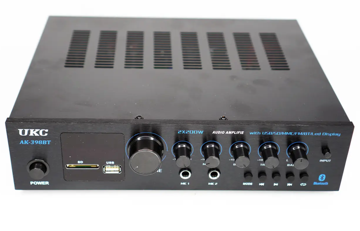 Підсилювач UKC AK-398BT USB Bluetooth - Фото 2 Підсилювач UKC AK-398BT USB Bluetooth - зображення 2
