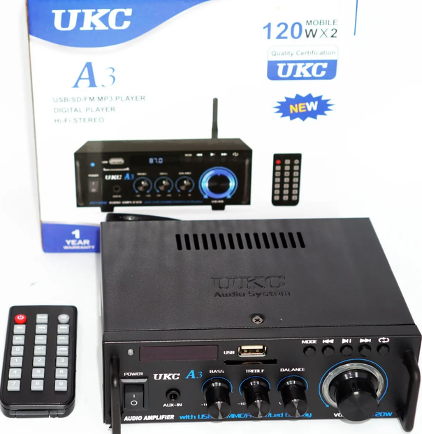 Підсилювач звуку UKC А3 USB, SD CARD, FM, AUX, 2CH - зображення 5