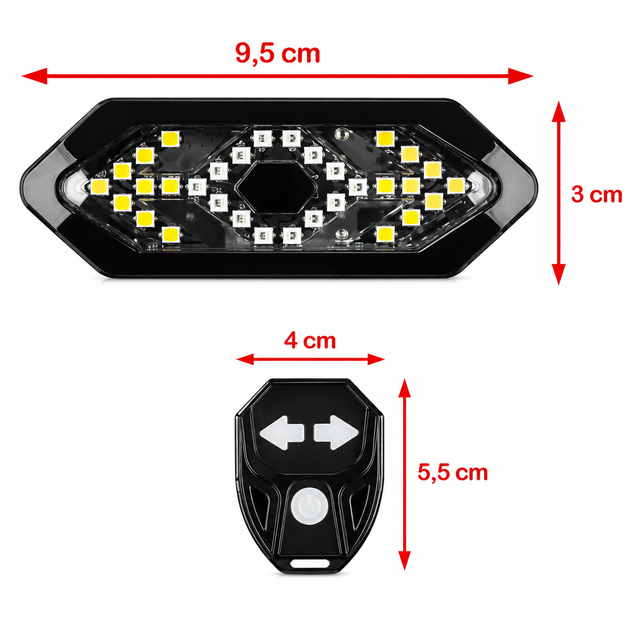 Поворотники для велосипеда BL-SMD LED зі звуковим сигналом та бездротовим пультом керуванням - зображення 5