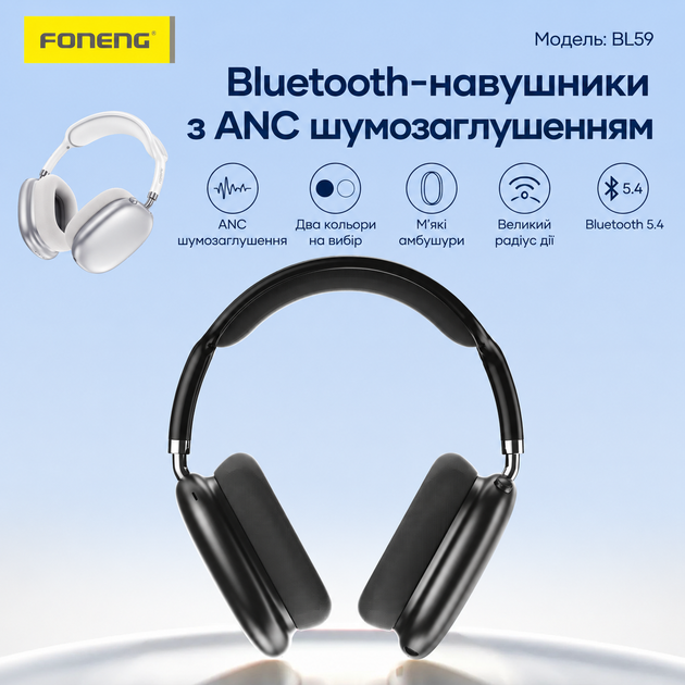 Бездротові вакуумні блютуз навушники Foneng Air Pro BL59 для телефона айфона Apple iOS Android бездротова зарядка активне шумозаглушення та миттєве підключення по Bluetooth для компютеру ноутбуку та смартфону універсальні - зображення 9