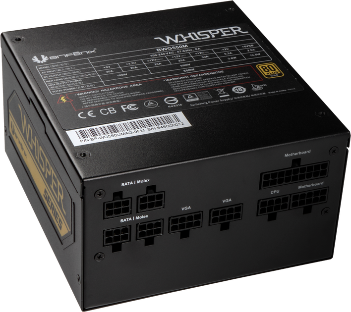 Блок питания BitFenix Whisper M BWG550M 550W (BP-WG550UMAG-9FM) - изображение 4