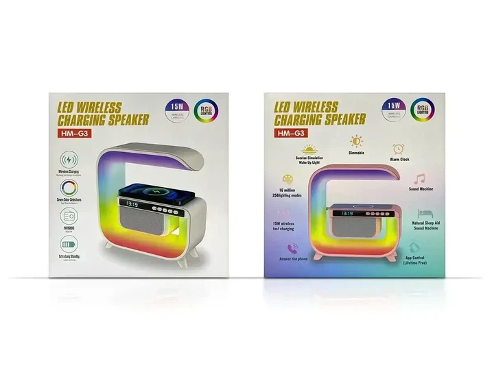 Настольная лампа ночник G-Smart G6 с беспроводной зарядкой 15 Вт Bluetooth-колонкой и RGB-подсветкой Белая - изображение 3