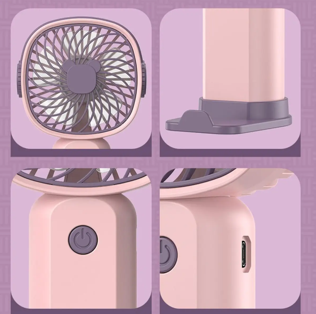 Вентилятор ручной аккумуляторный TOPA портативный с подставкой для телефона Handheld fan AND LY-838 KLW-F8 - изображение 5